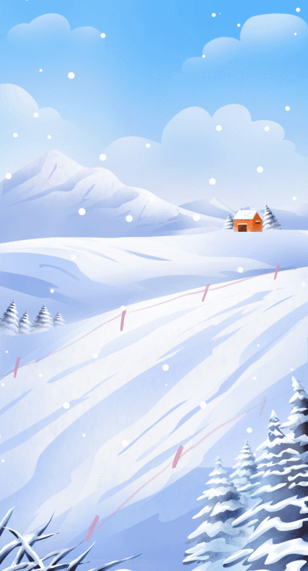 冬季大雪户外滑雪插画动图插画下载