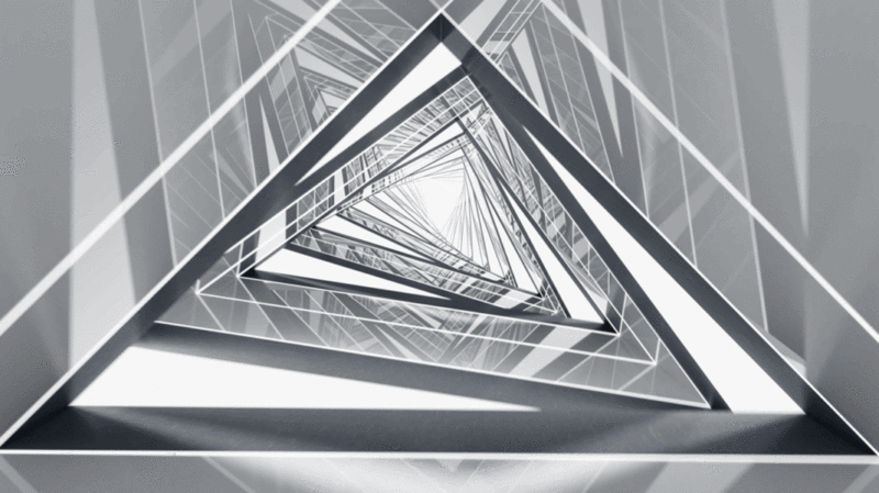 创意三角形隧道3D渲染插画下载