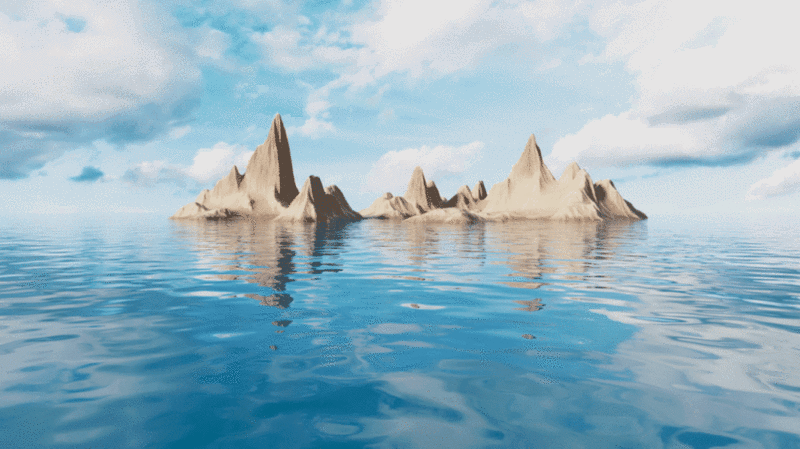 户外山脉地形与水面3D渲染图片下载
