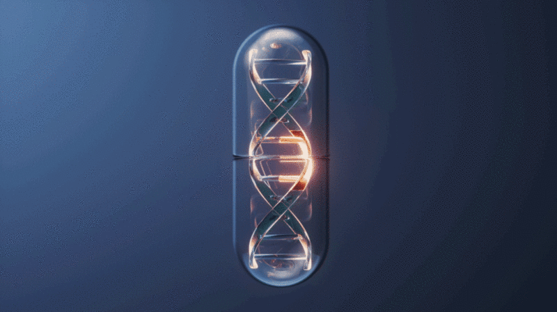 医药药物胶囊与DNA生物科技3D渲染图片下载
