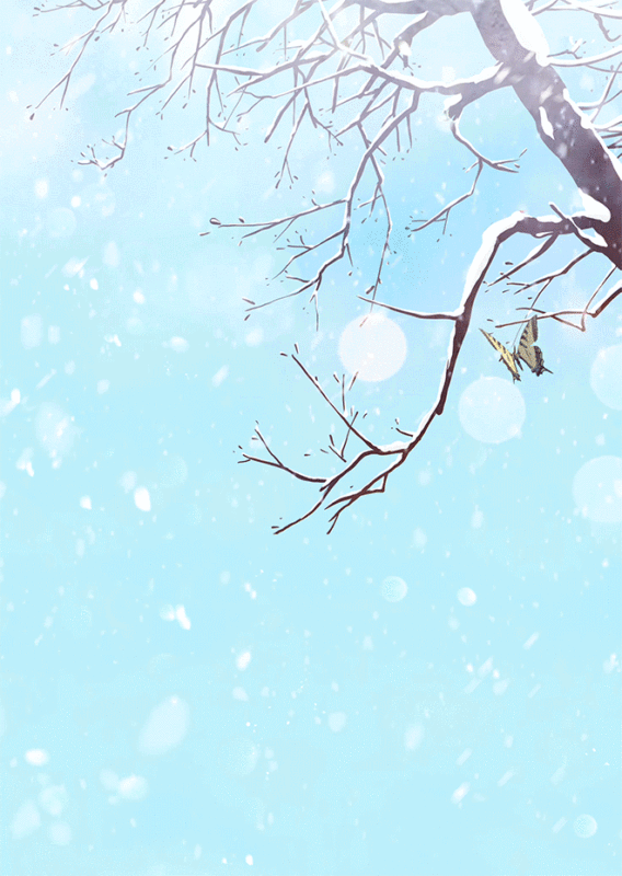 冬季水墨雪景插画图片下载