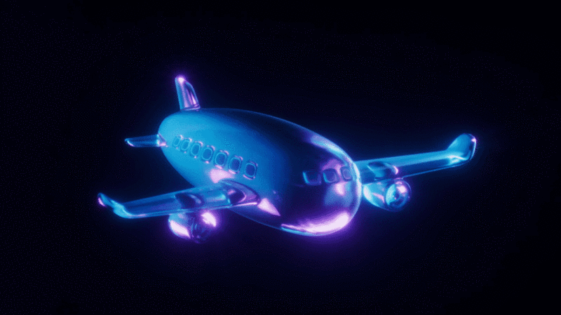 飞机与霓虹灯光效果循环动画3D渲染图片下载