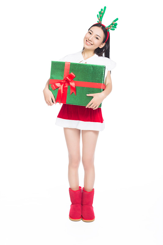 圣诞女郎和礼物盒图片下载