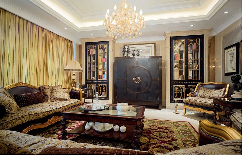 欧式古典顶级豪宅 客厅图片素材