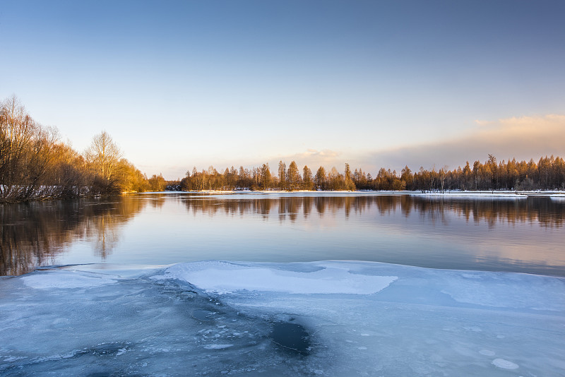冬季野鸭湖黄昏图片素材