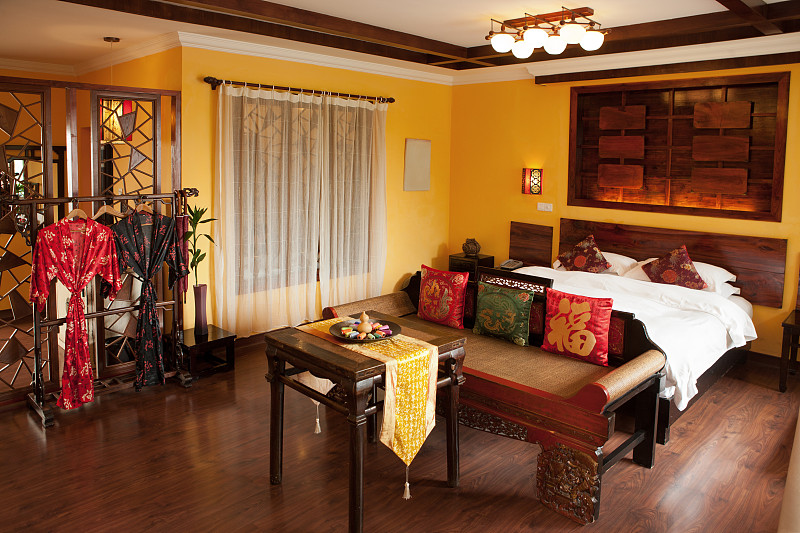 亚洲风格的卧室(酒店)图片素材