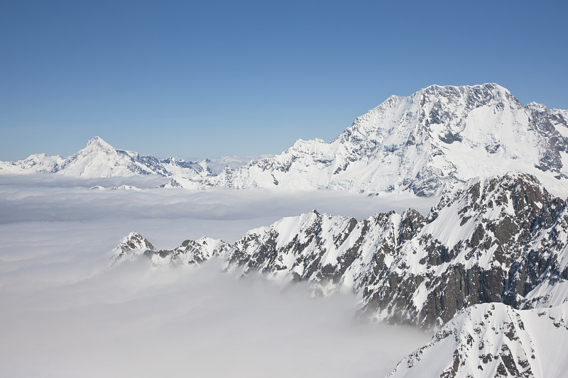 库克山和南阿尔卑斯山的鸟瞰图图片下载