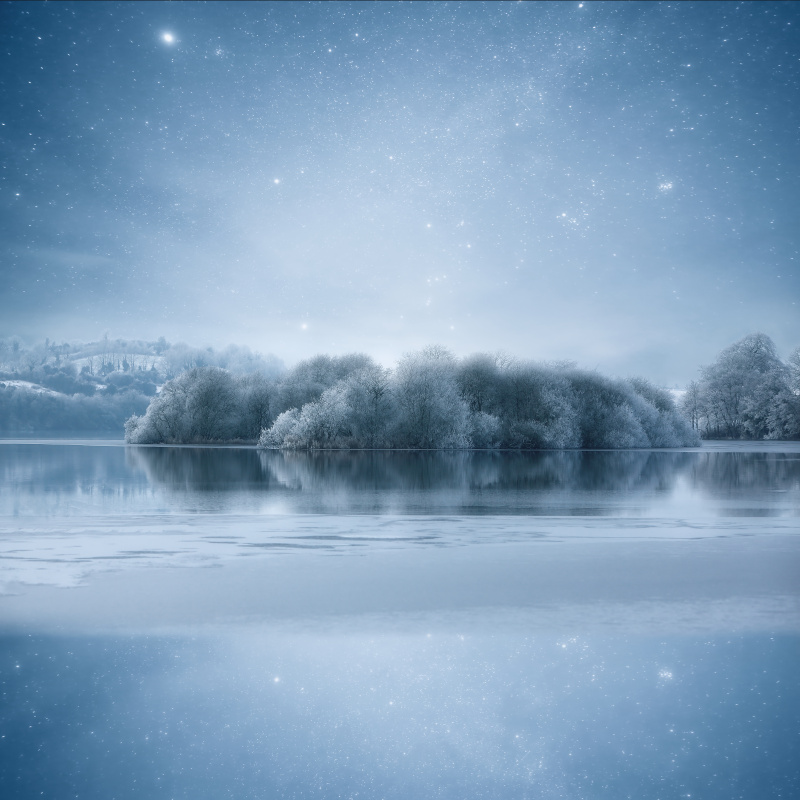 爱尔兰舍科克冰冻湖面上的星星图片素材