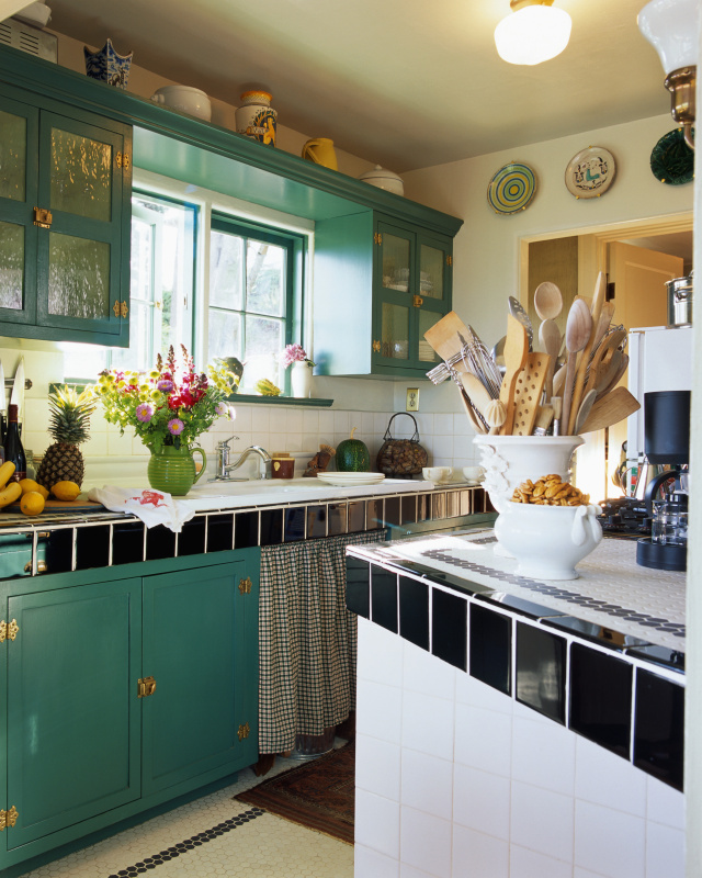 绿色橱柜厨房图片下载
