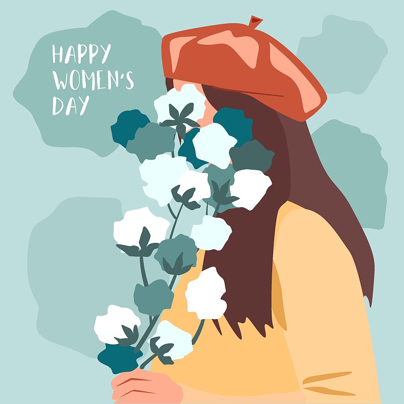 国际妇女节，快乐女性问候插画背景下载