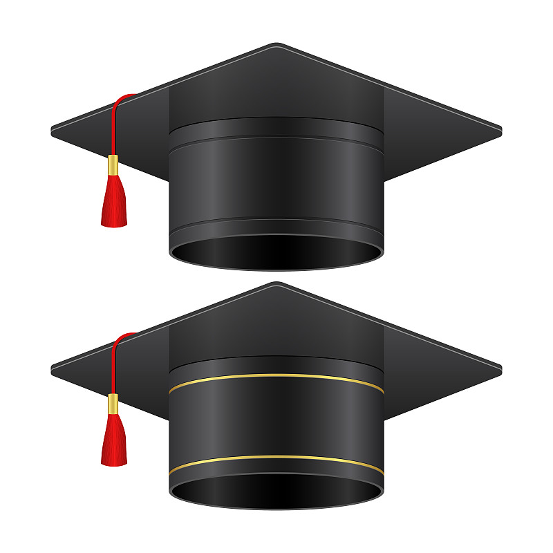 毕业帽矢量设计插图孤立在白色的背景图片素材