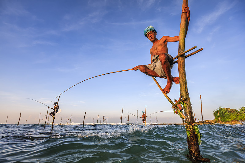 在工作的渔民，斯里兰卡，亚洲图片下载