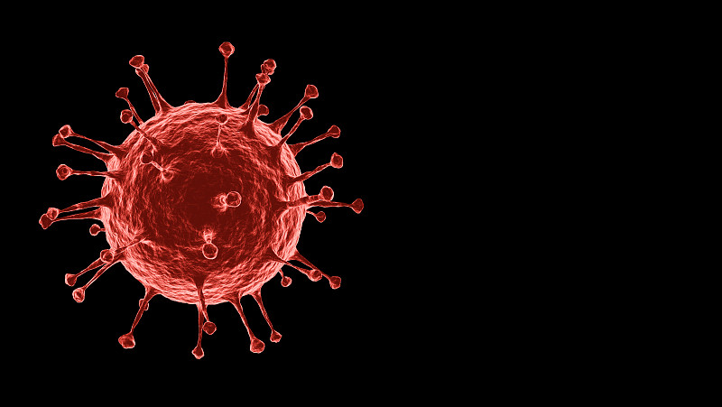 3D渲染:alpha层黑色背景上的2019冠状病毒或Covid-19正在传播的微观插图图片素材