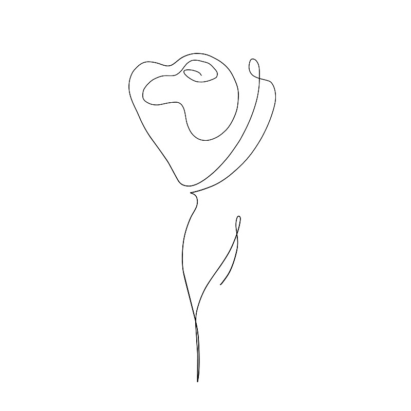 抽象玫瑰在连续的线条艺术绘画风格图片下载