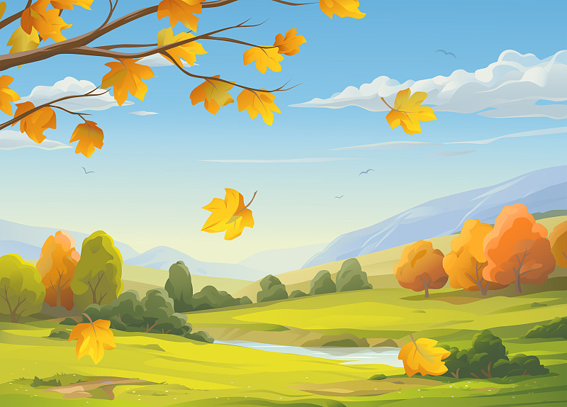 秋天的落叶景观图片素材