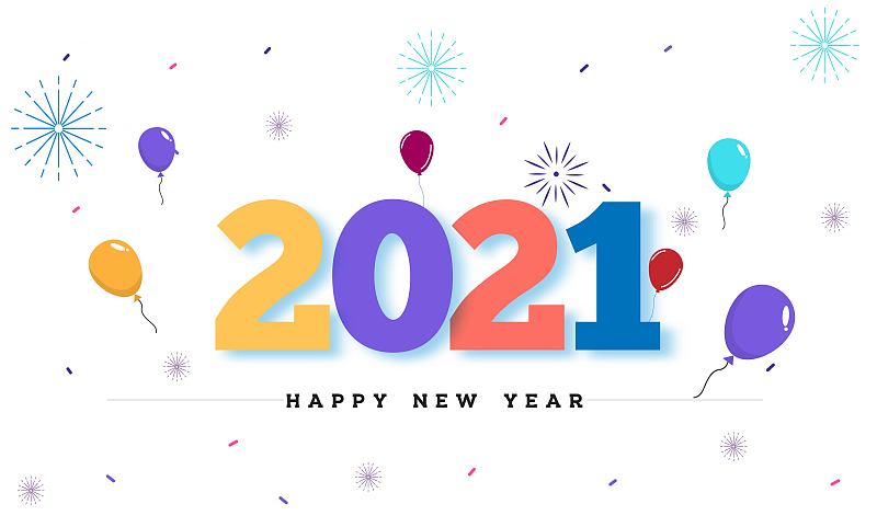 Happy New Year 2021 Background. Template for Christmas flyers, greeting cards, brochures.图片下载