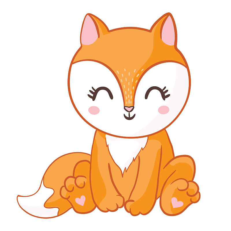 可爱的小狐狸。向量动物插图。手绘卡通狐狸。插画图片