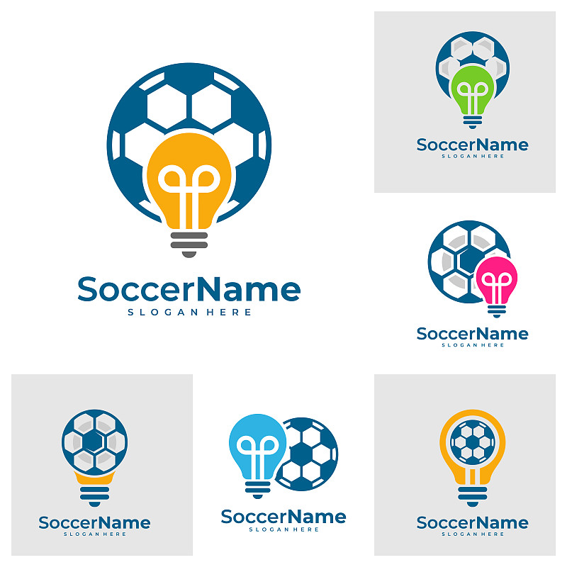 灯泡足球标志模板，足球标志设计矢量图片下载
