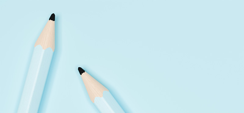 色彩柔和的蓝色木制铅笔横幅图片下载