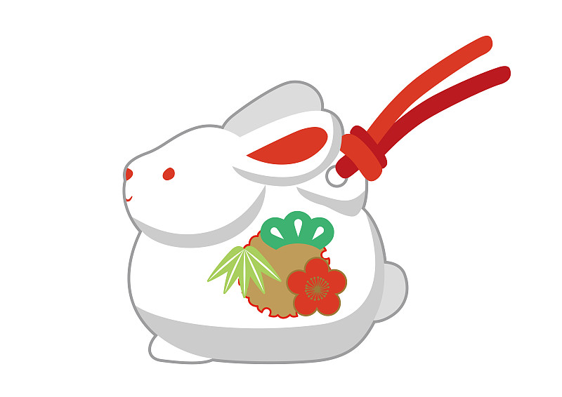 插图的可爱和简单的兔子土钟图片下载