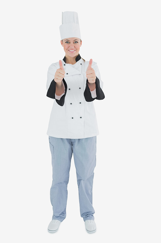 女厨师竖起大拇指图片素材