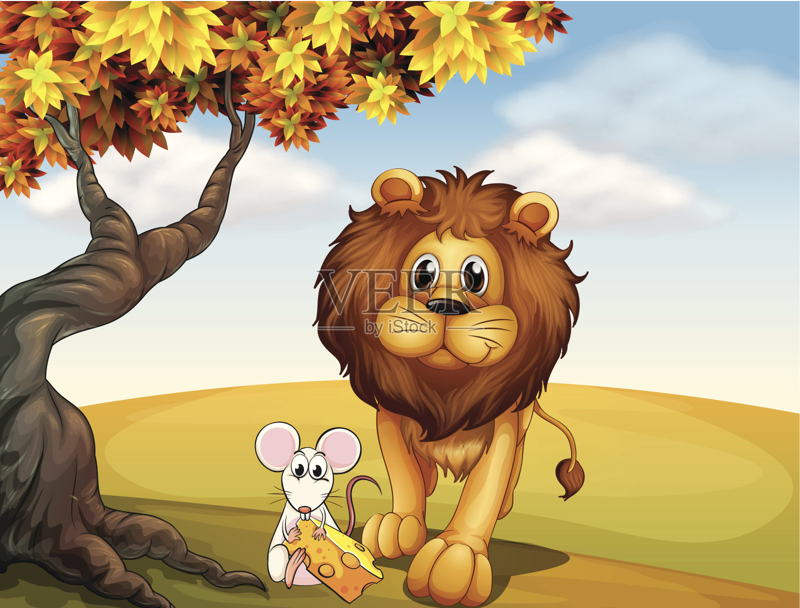 狮子和老鼠插画图片素材