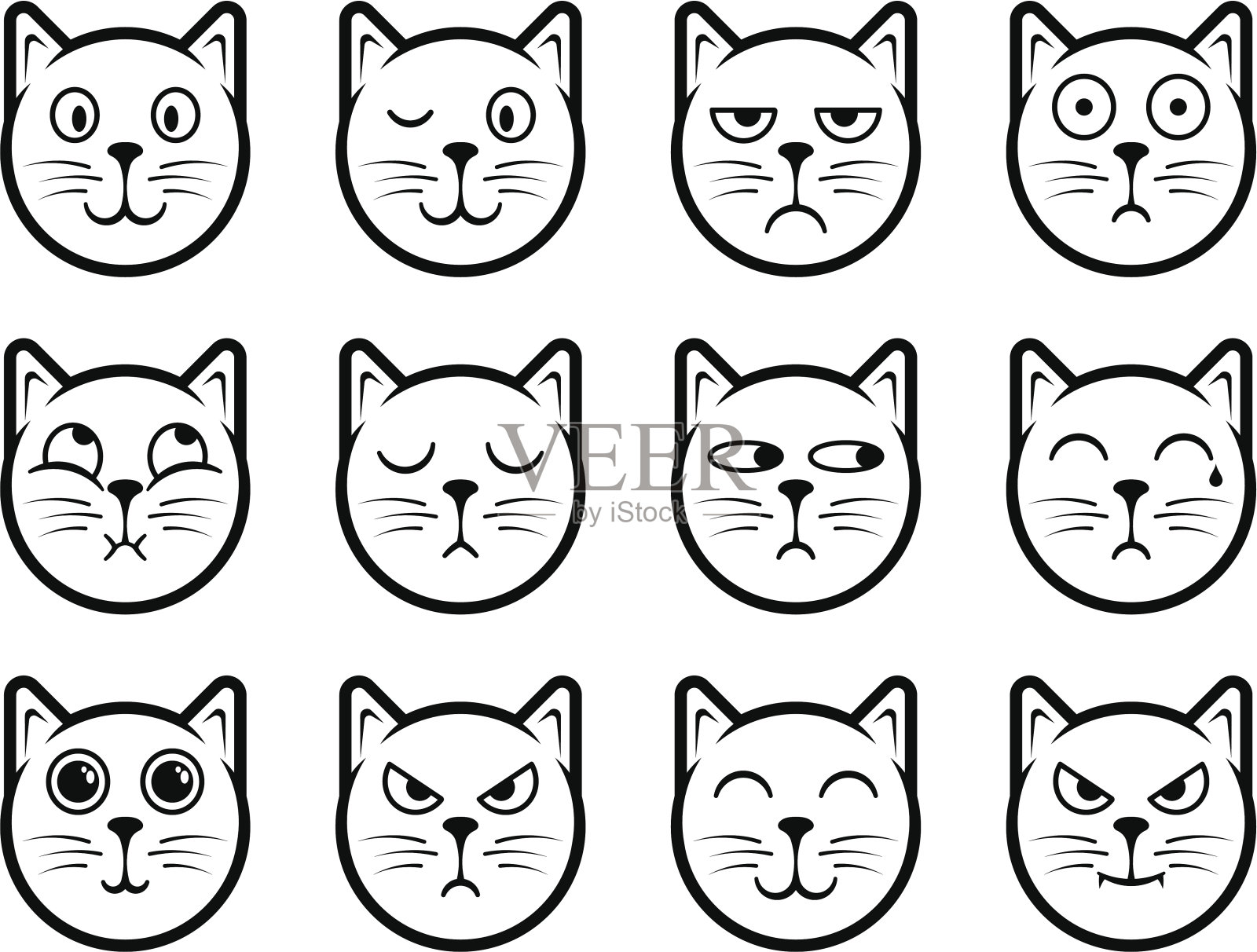 猫笑脸图标插画图片素材