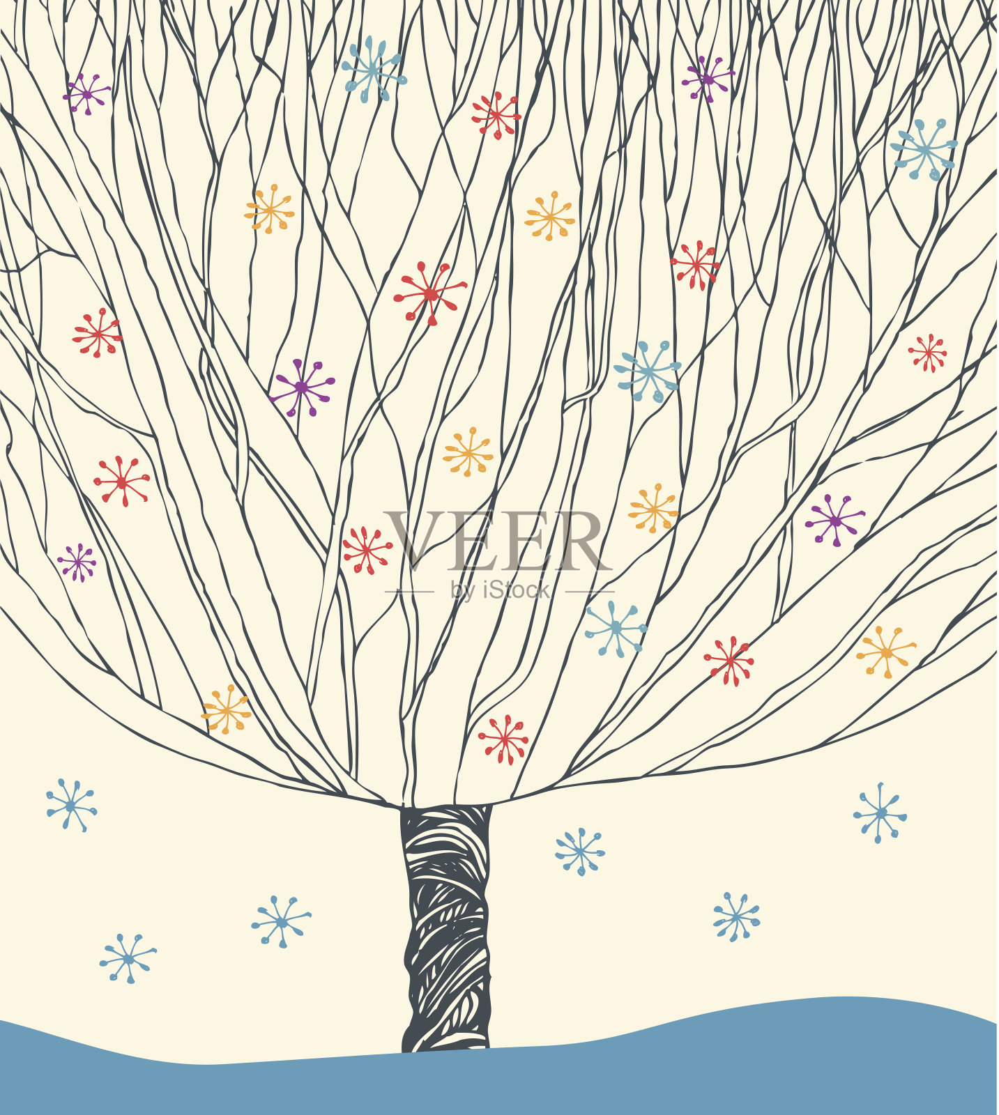 冬季树的向量图像插画图片素材