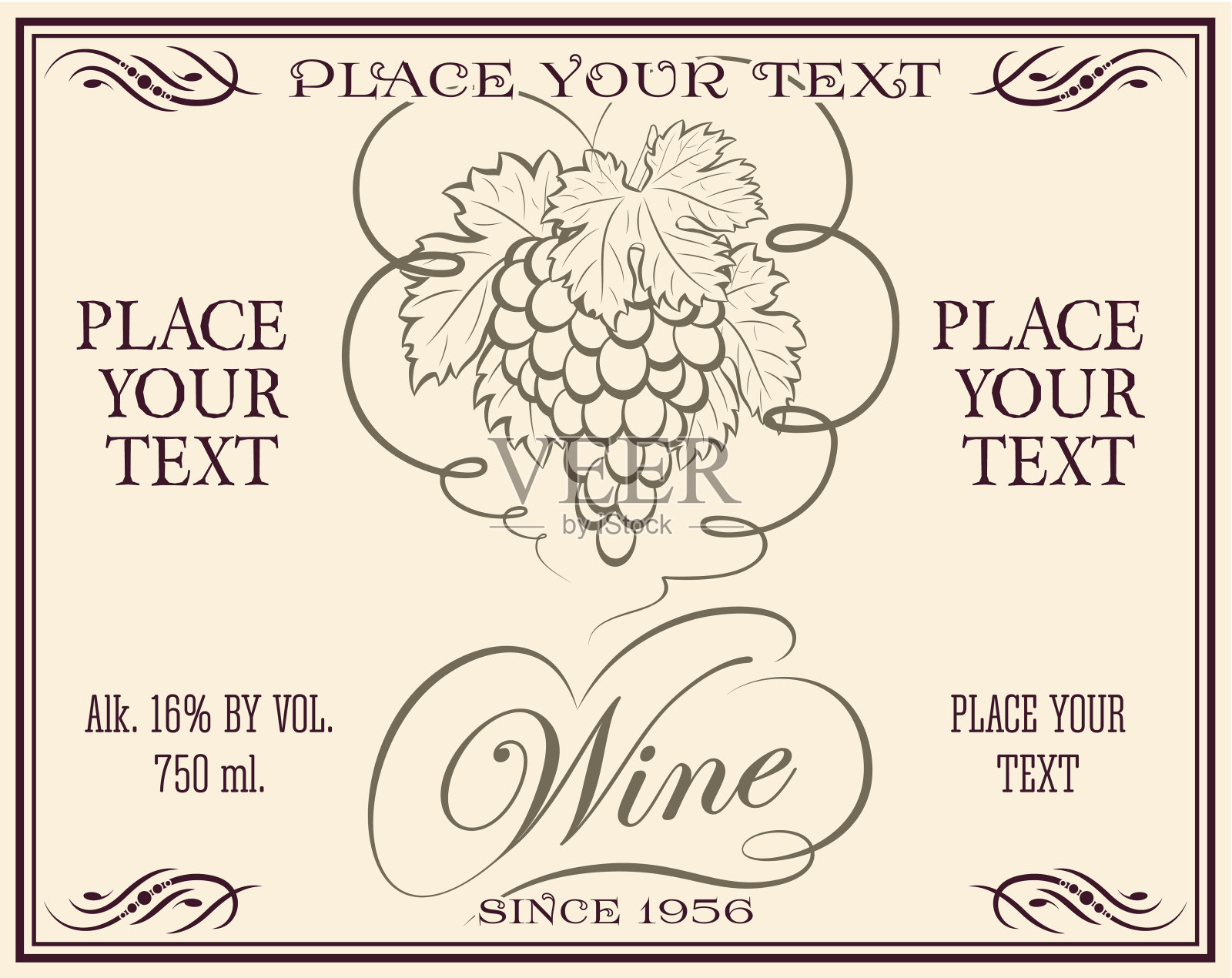 葡萄酒复古的标签插画图片素材