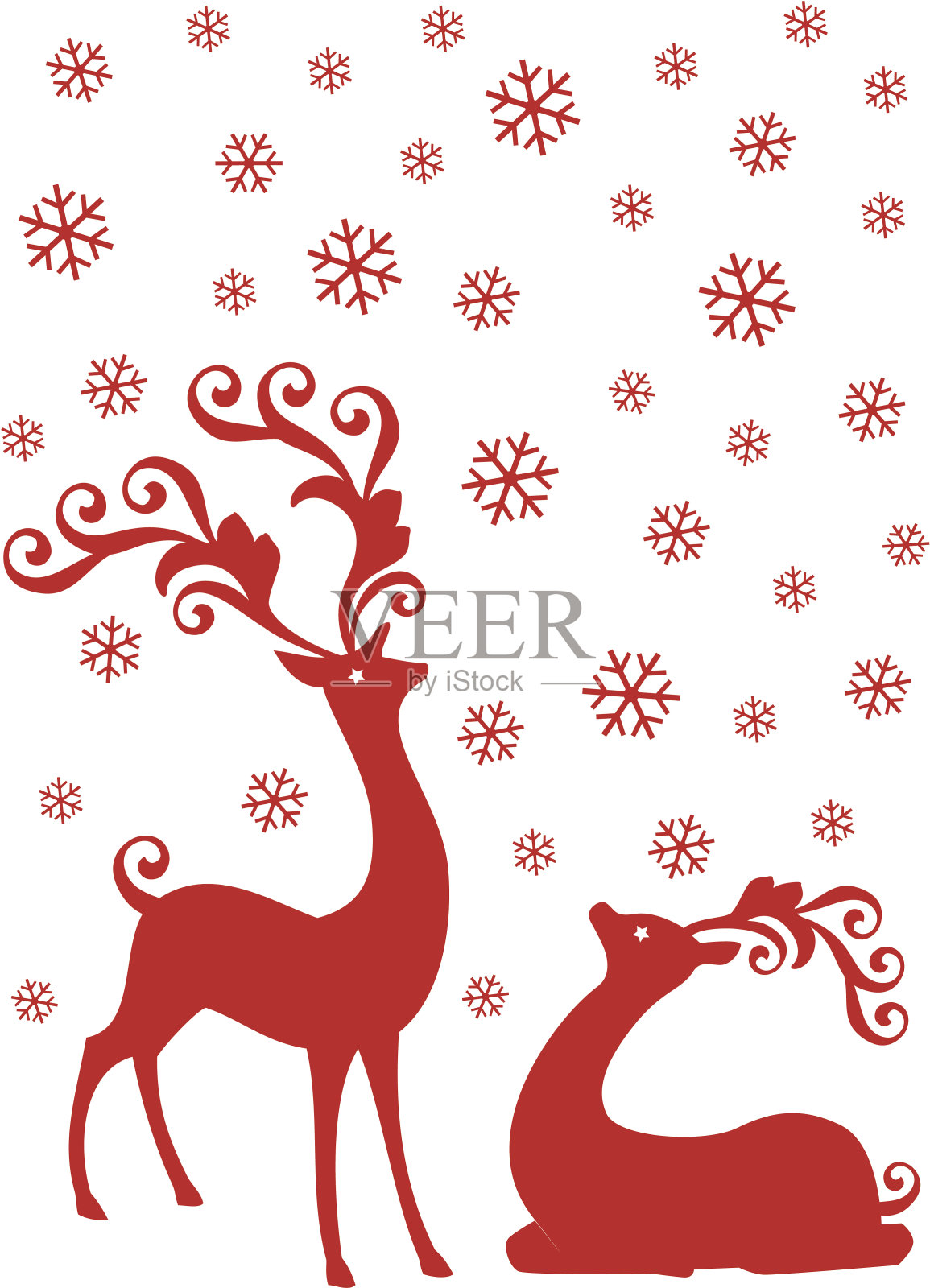 驯鹿在下雪，矢量插画图片素材