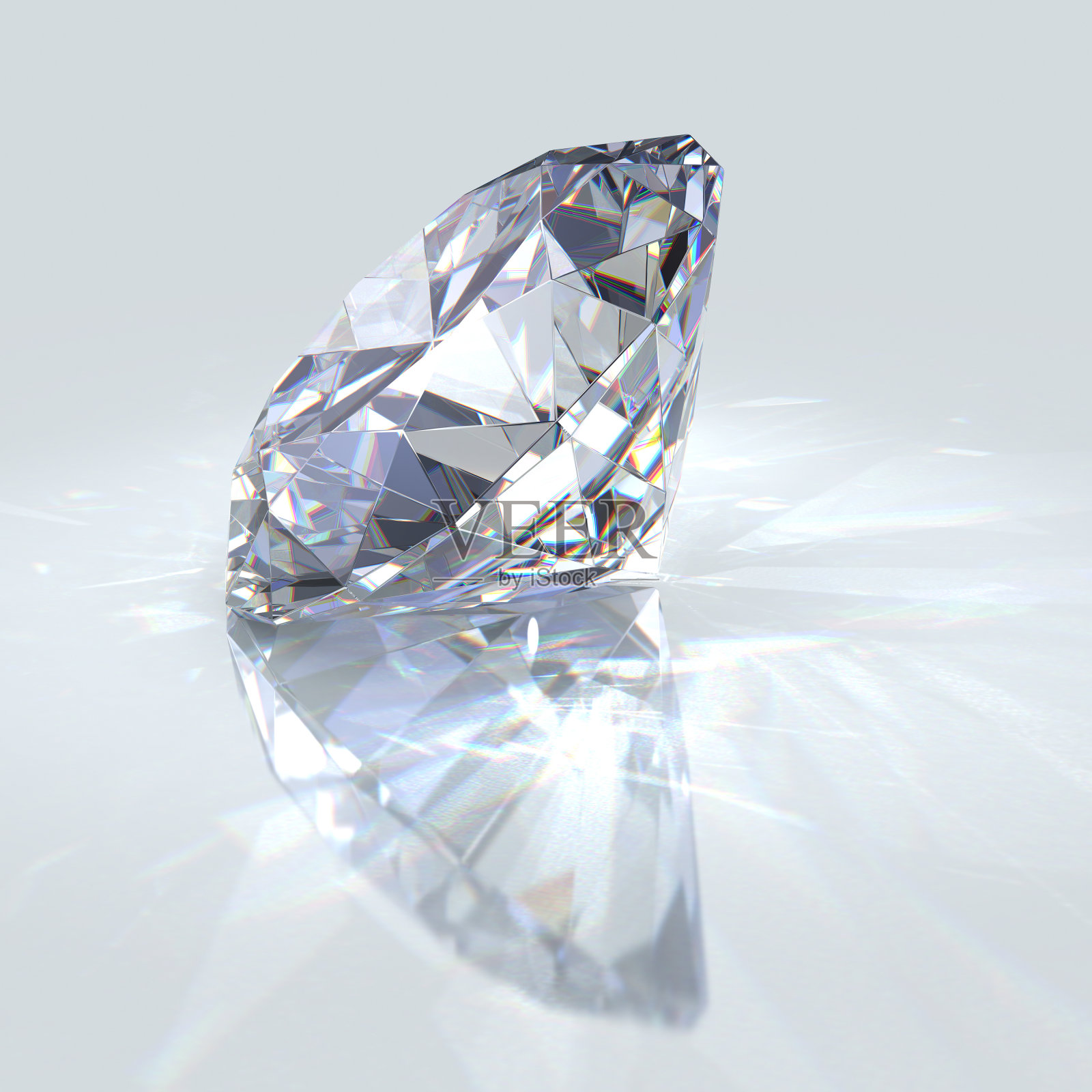 晶莹剔透的钻石在它的侧面在光中闪闪发光照片摄影图片
