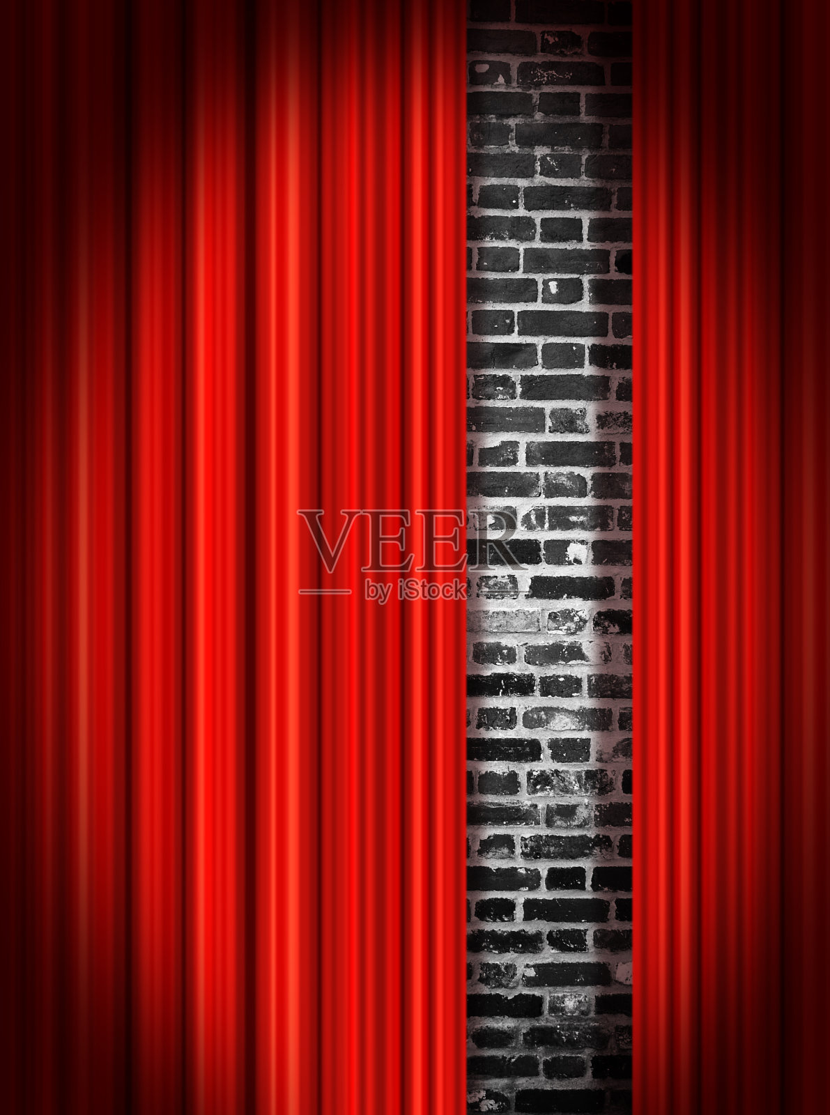 红色的窗帘阶段照片摄影图片