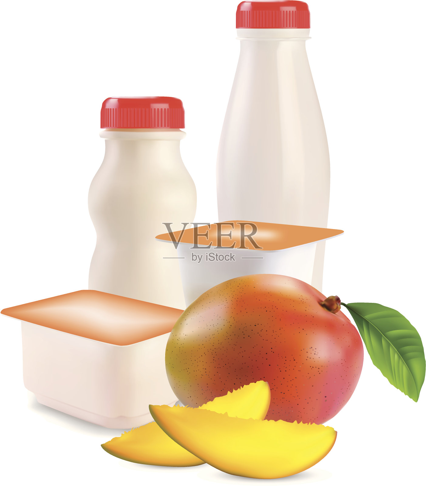 酸奶和芒果分开包装插画图片素材