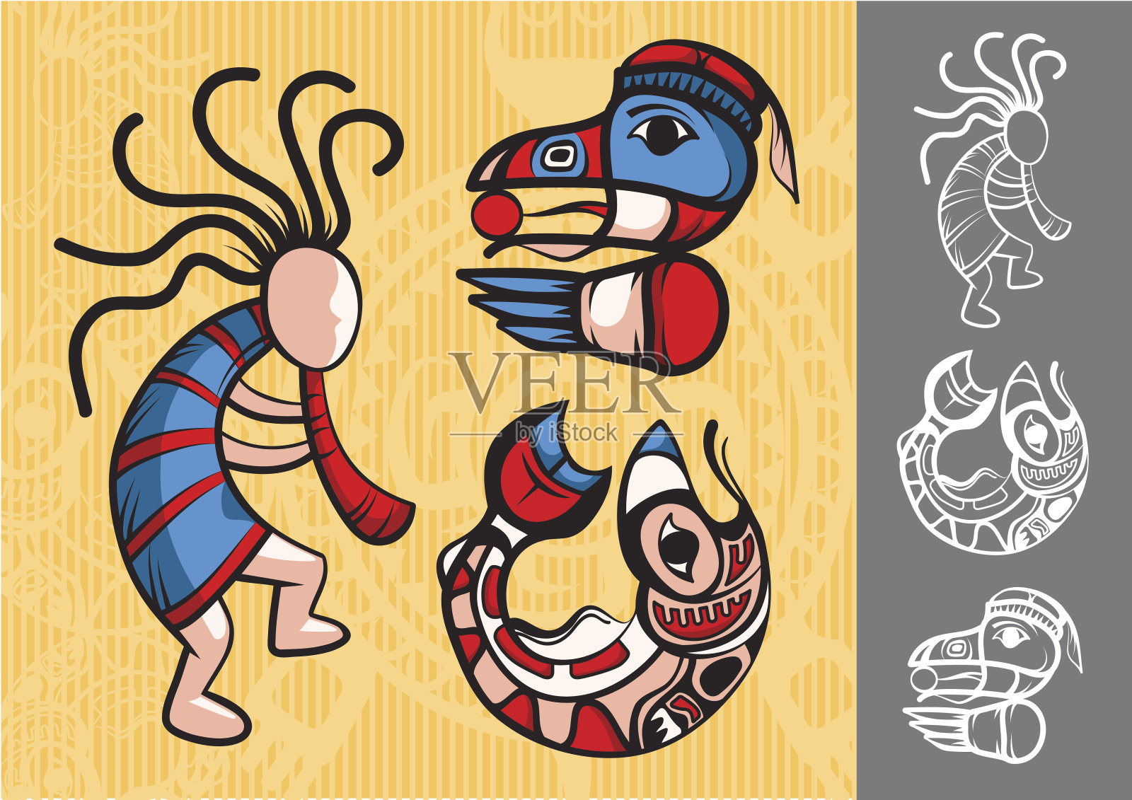 时尚的美国印第安人符号插画图片素材
