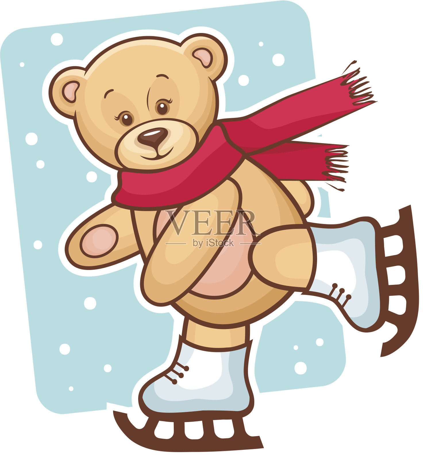 泰迪熊滑冰插画图片素材