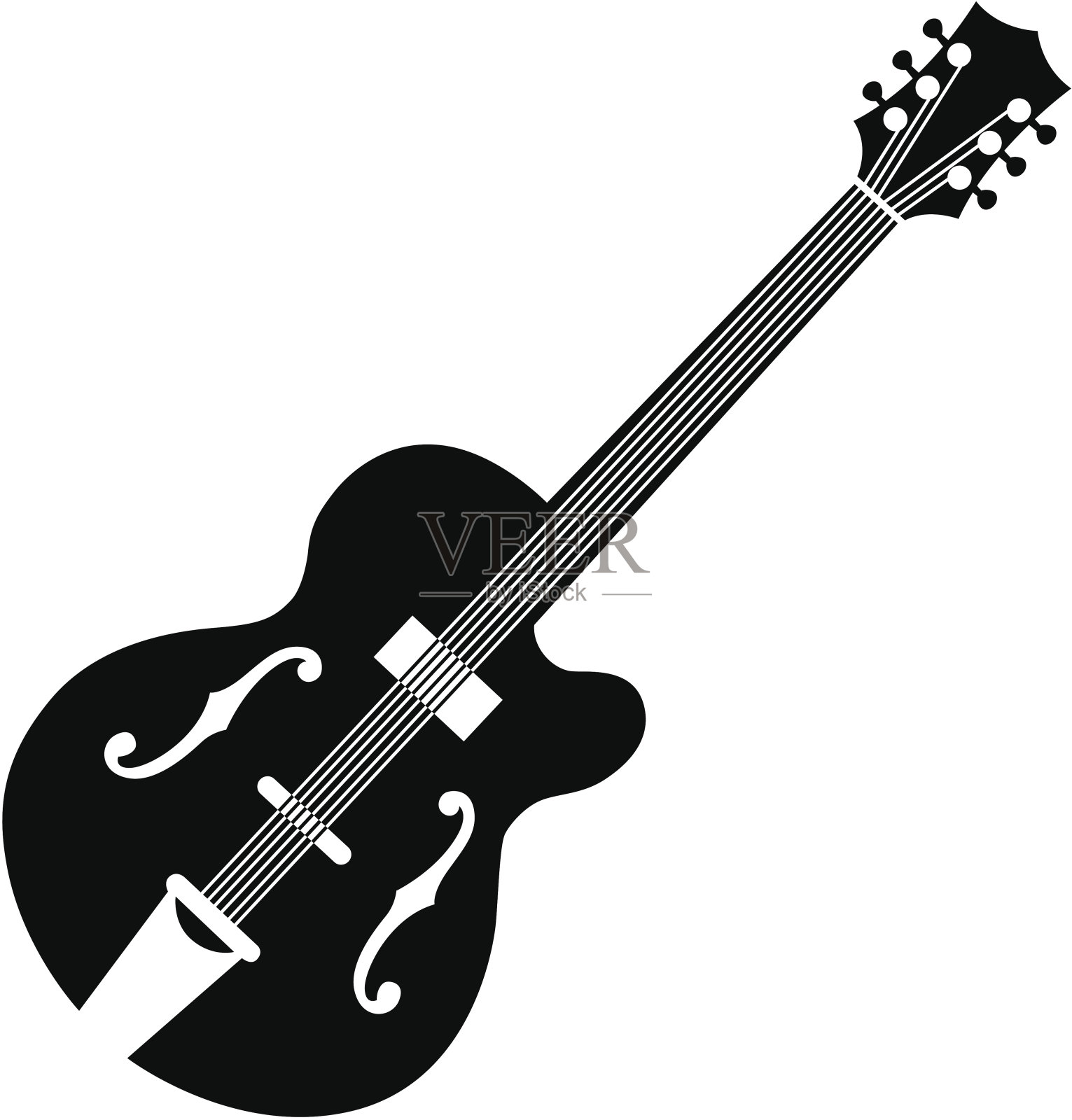 白色原声吉他的轮廓图形设计元素图片