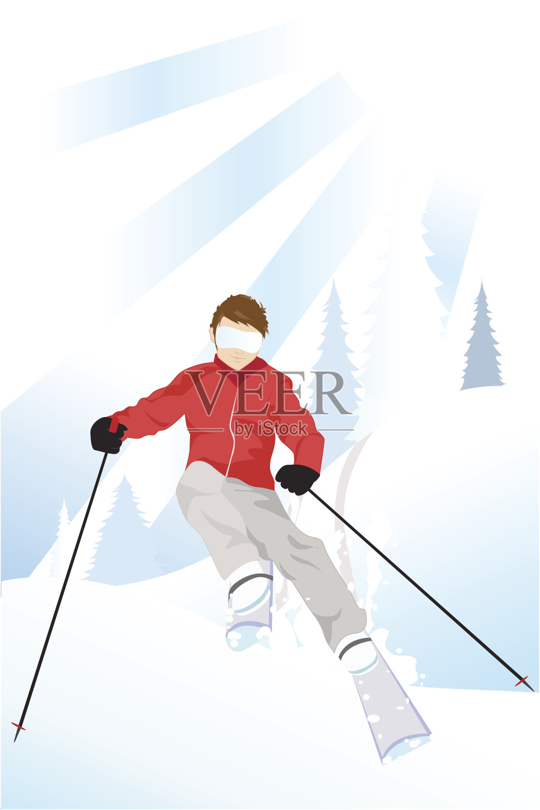 在山上滑雪插画图片素材