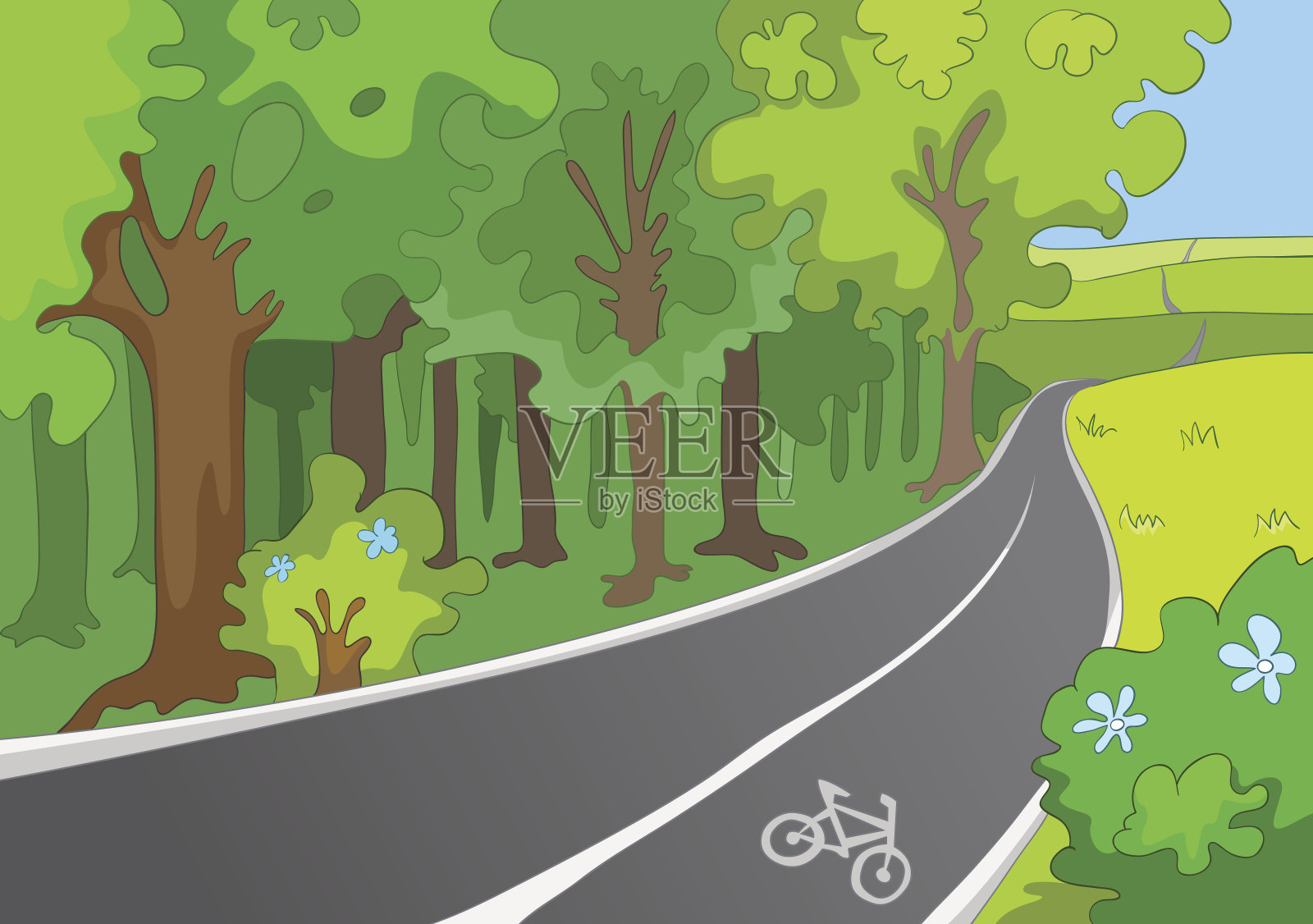 自行车道路插画图片素材