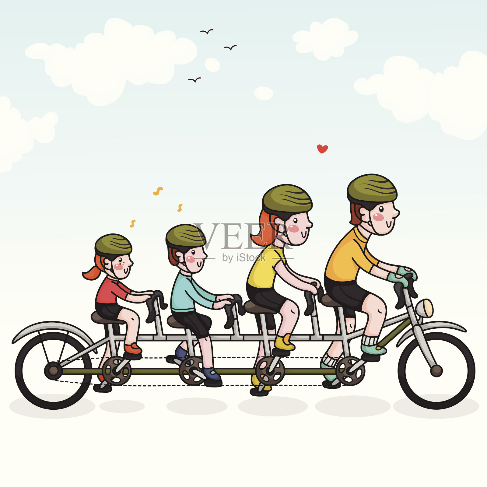 家人骑自行车设计元素图片