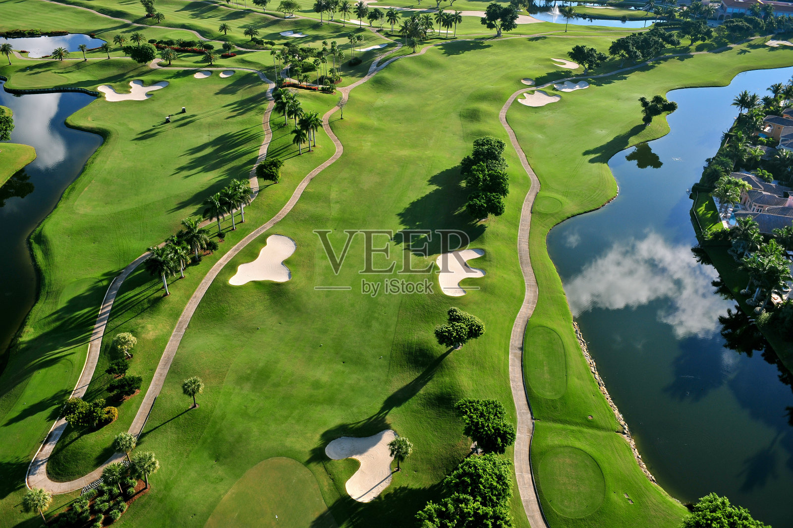 鸟瞰美丽的佛罗里达市政高尔夫球场照片摄影图片