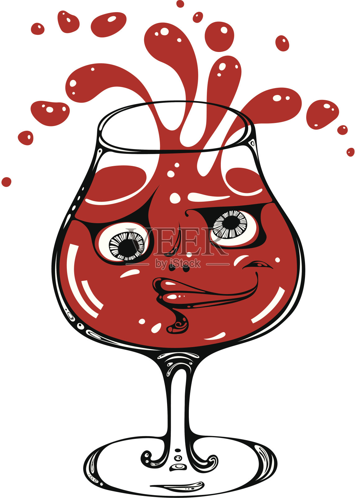 喝醉酒的葡萄酒杯插画图片素材