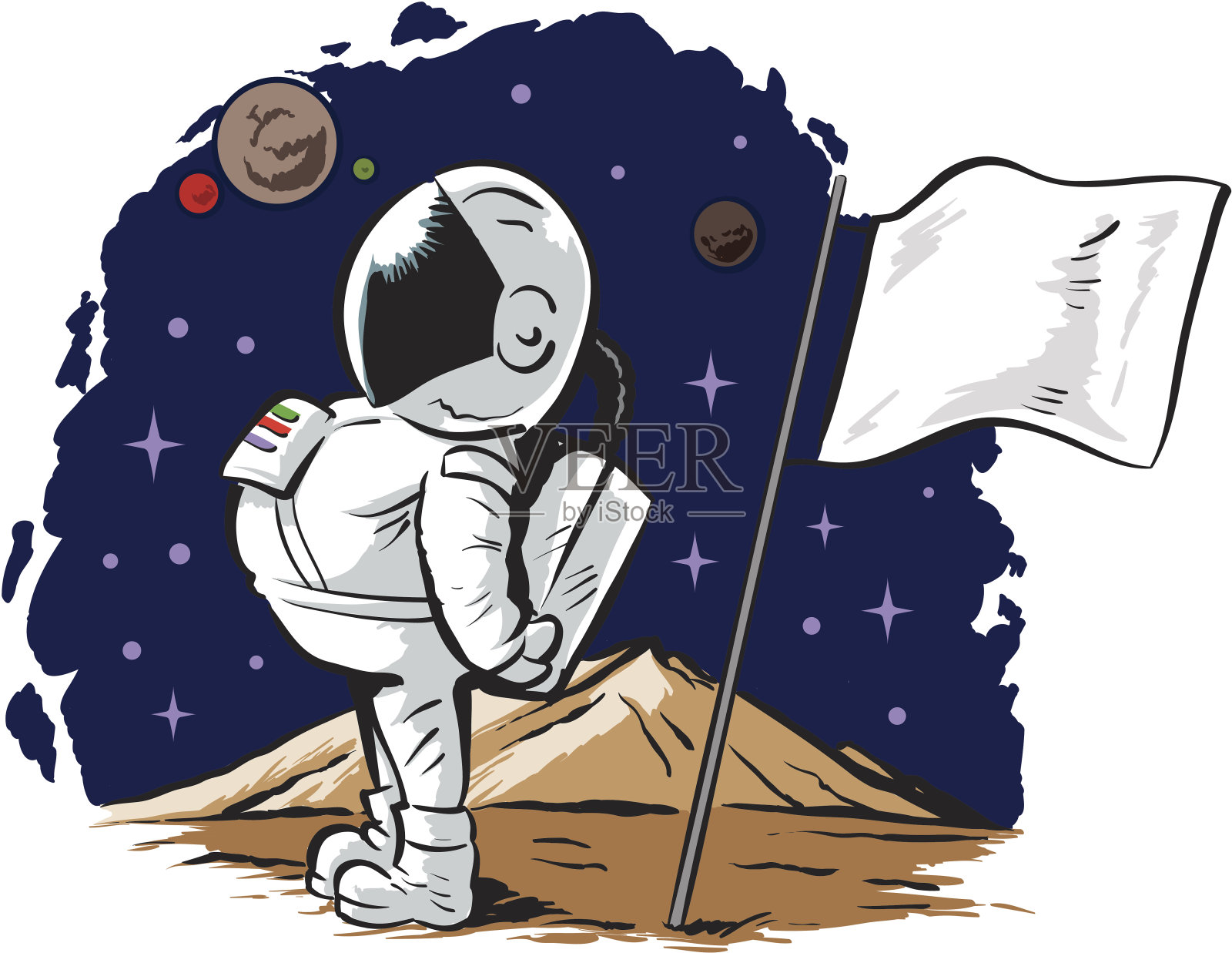 可爱的宇航员插画图片素材