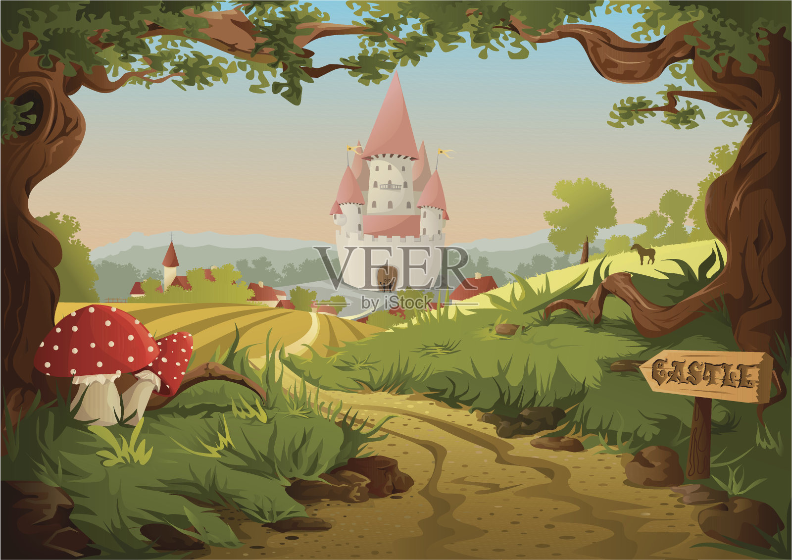 童话城堡插画图片素材