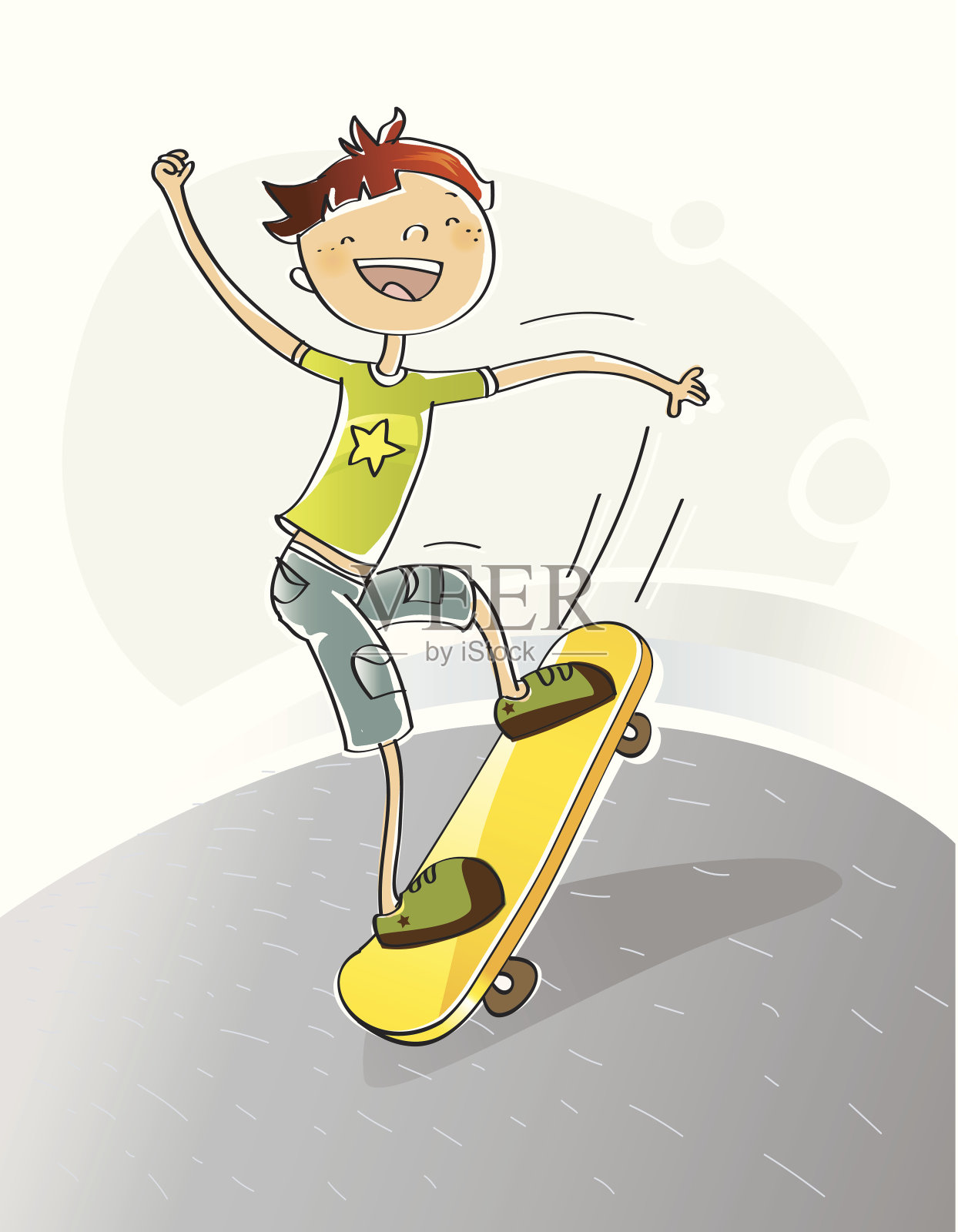 滑板男孩插画图片素材