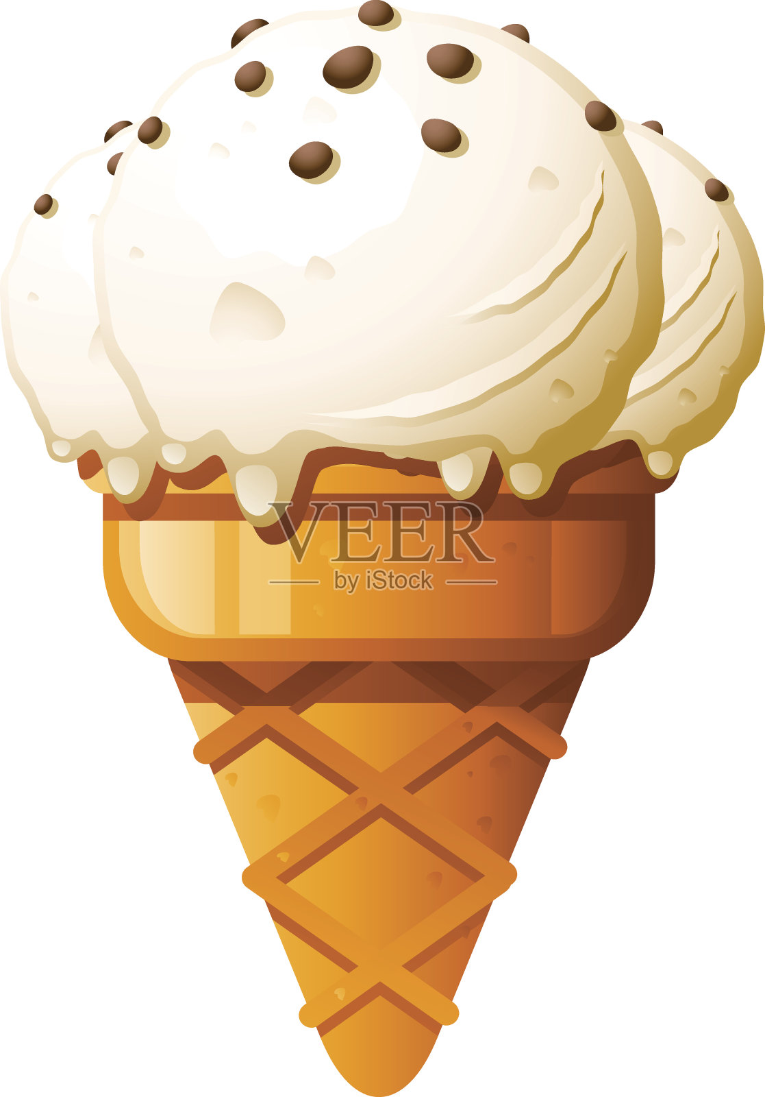 香草巧克力片冰淇淋蛋卷设计元素图片