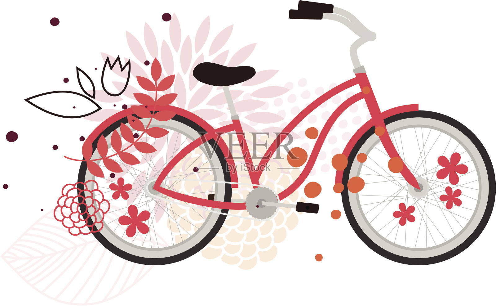花的粉红色的自行车设计元素图片