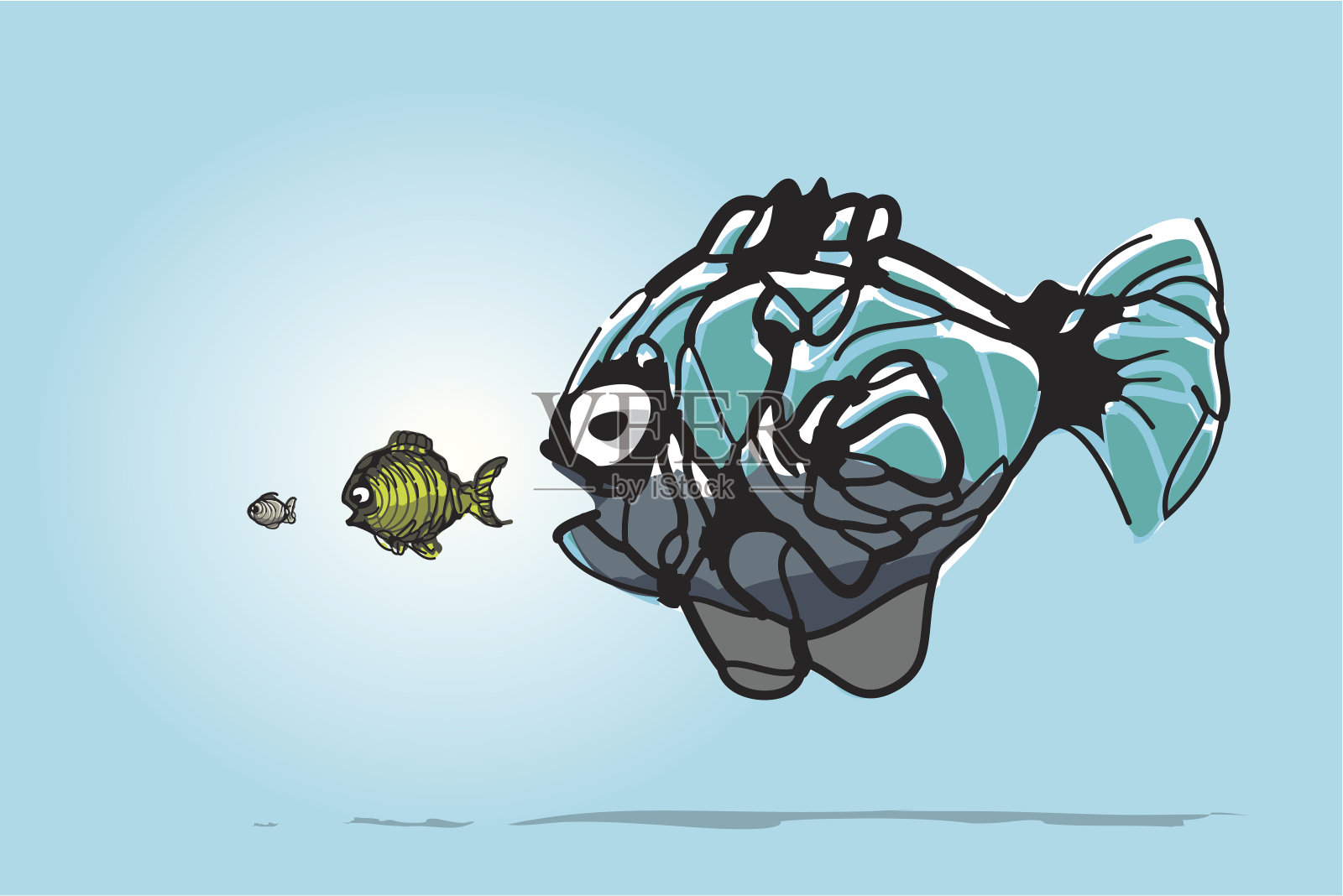 鱼狩猎插画图片素材