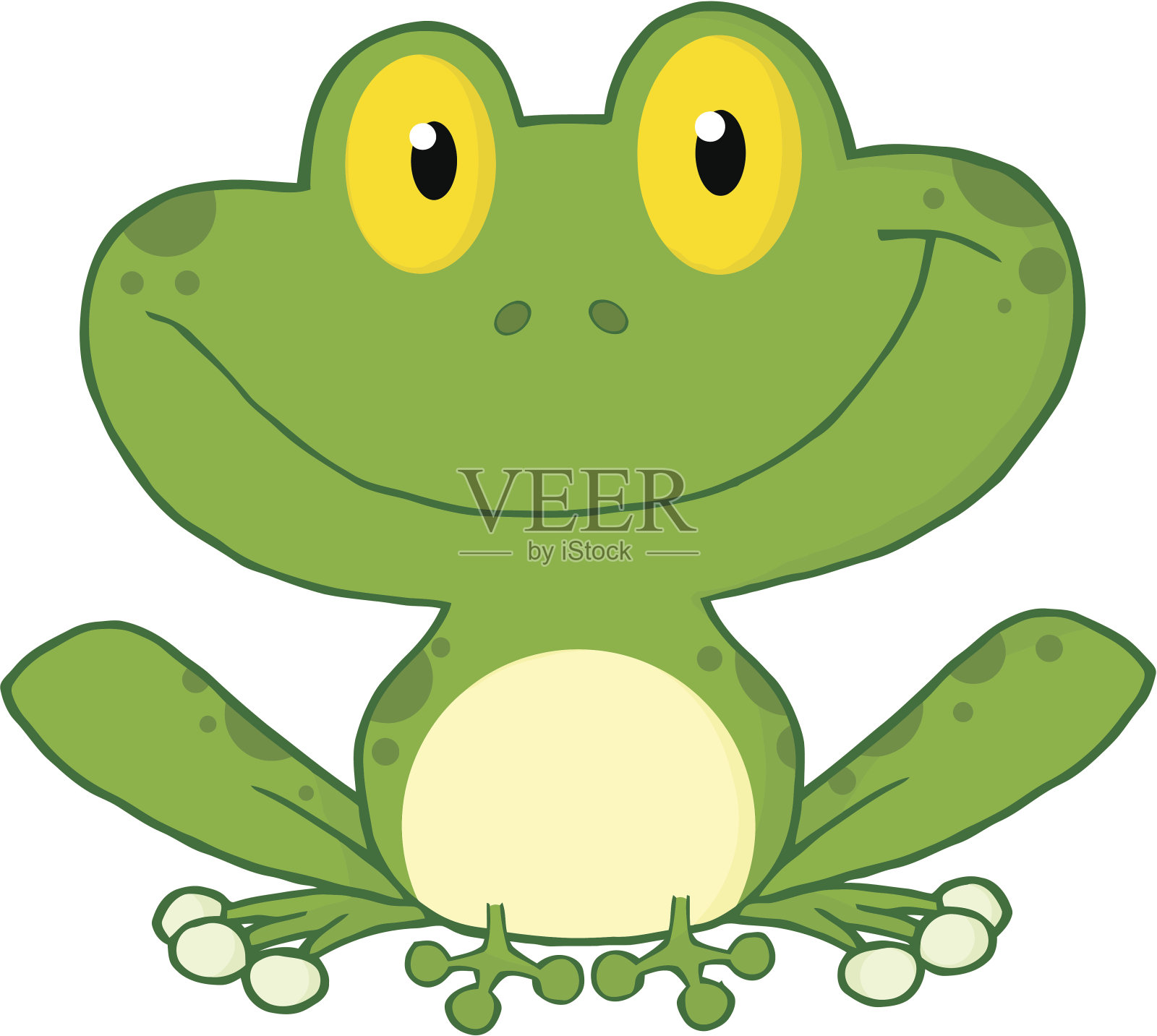 微笑着绿色的小青蛙插画图片素材