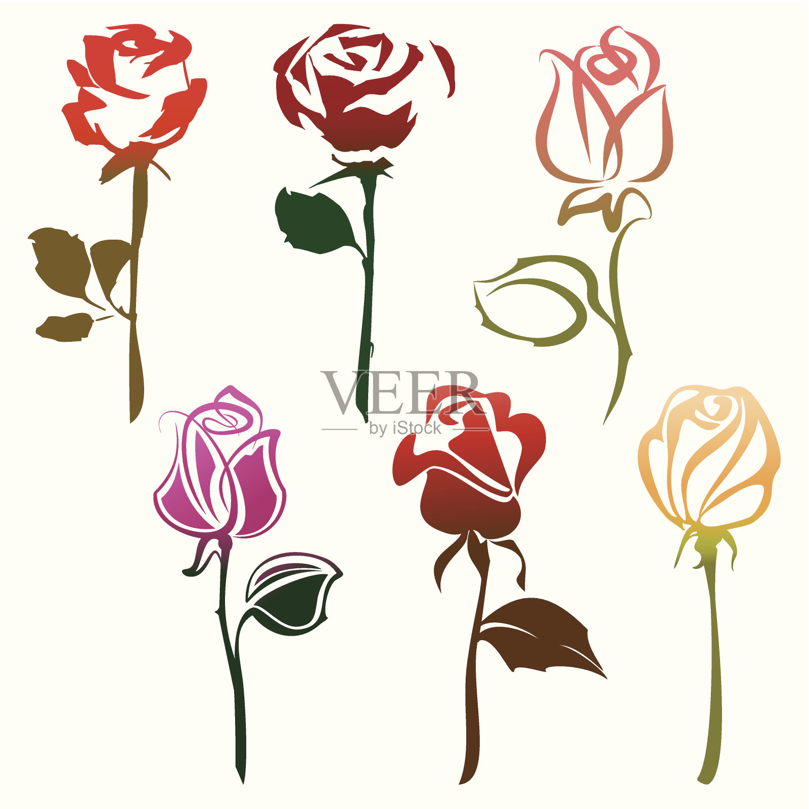 玫瑰标志插画图片素材