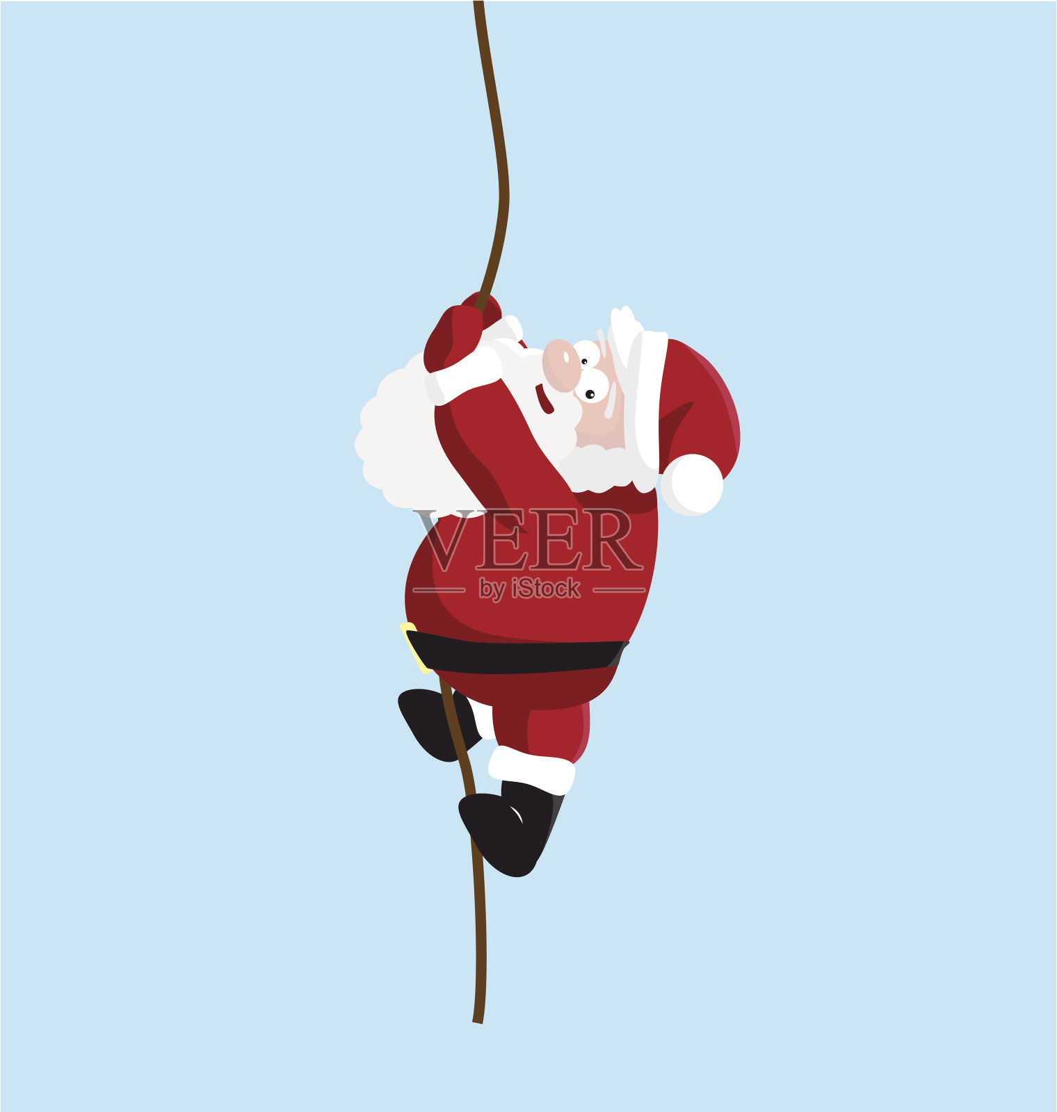 绳索上的圣诞老人插画图片素材